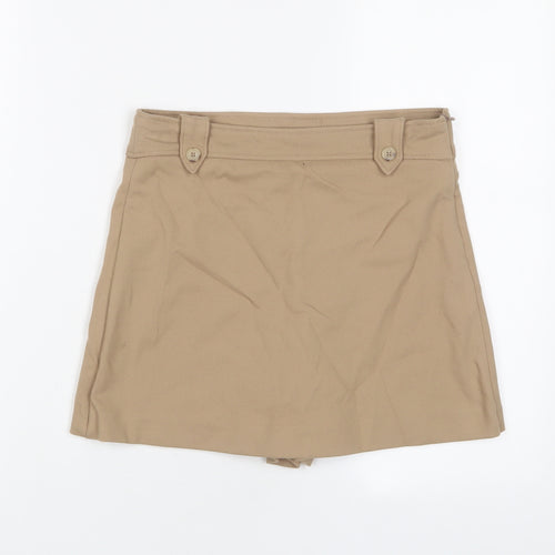 Zara Girls Beige Polyester A-Line Skort Size 13-14 Years Regular Zip