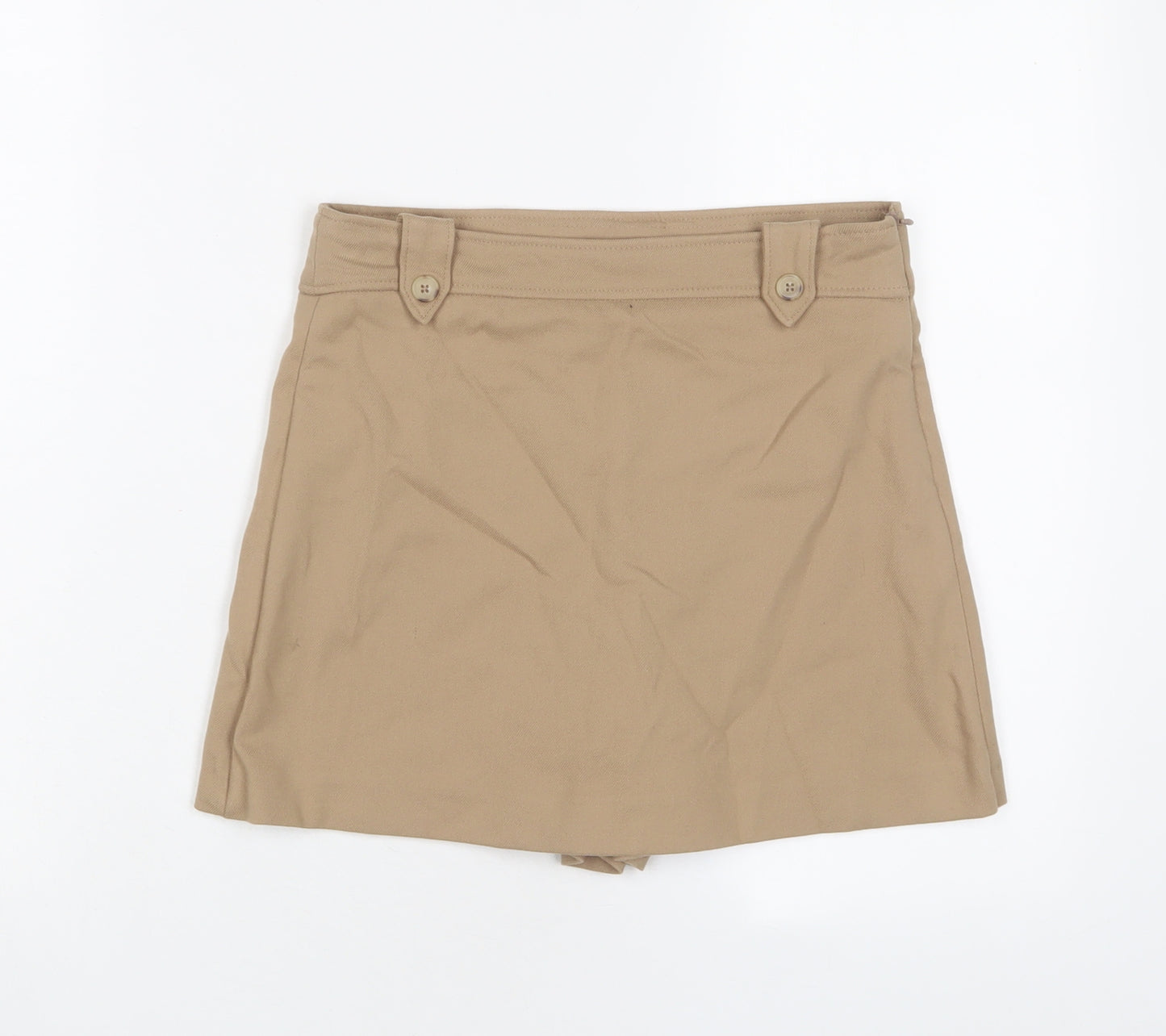 Zara Girls Beige Polyester A-Line Skort Size 13-14 Years Regular Zip