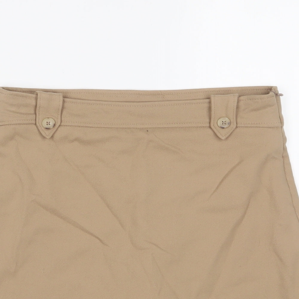 Zara Girls Beige Polyester A-Line Skort Size 13-14 Years Regular Zip