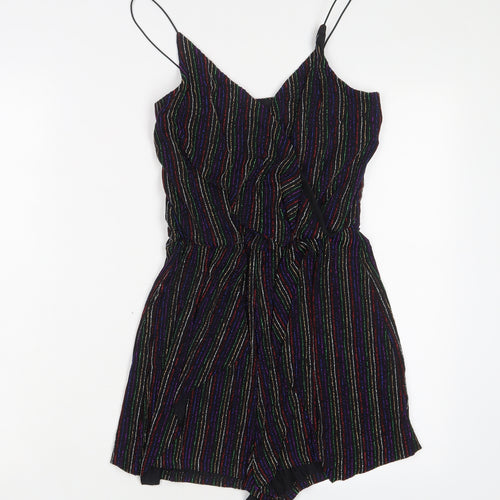 Topshop Womens Multicoloured Striped Polyester Playsuit One-Piece Size 10 Pullover