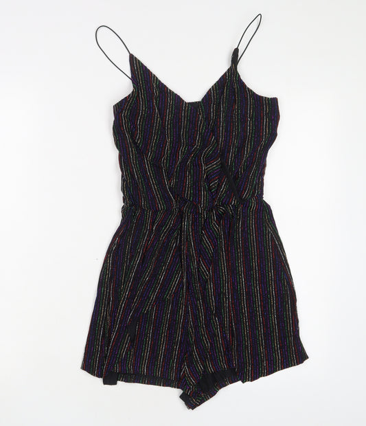 Topshop Womens Multicoloured Striped Polyester Playsuit One-Piece Size 10 Pullover