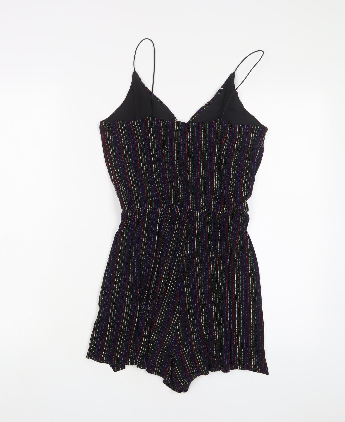 Topshop Womens Multicoloured Striped Polyester Playsuit One-Piece Size 10 Pullover