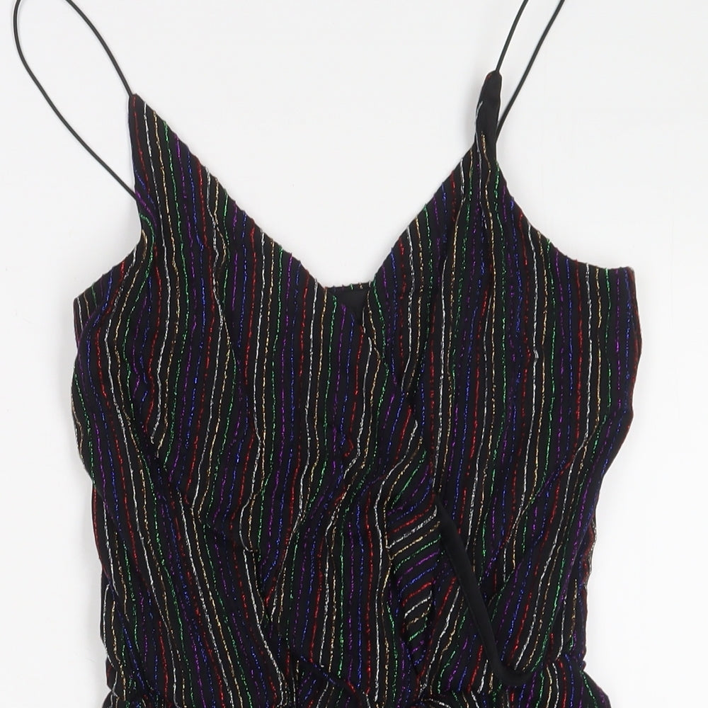 Topshop Womens Multicoloured Striped Polyester Playsuit One-Piece Size 10 Pullover