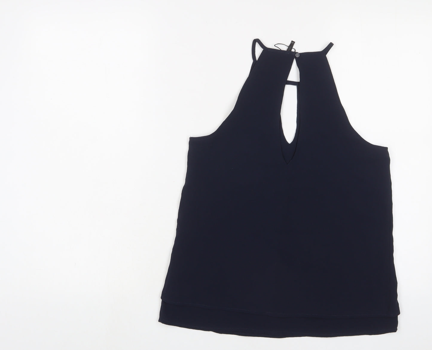 ONLY Womens Blue Polyester Basic Tank Size 6 Crew Neck - Keyhole neck
