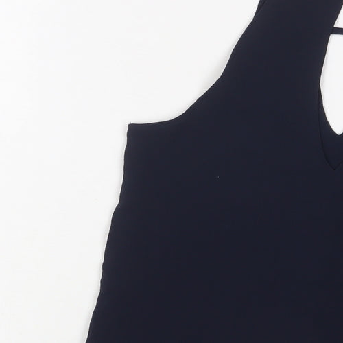 ONLY Womens Blue Polyester Basic Tank Size 6 Crew Neck - Keyhole neck