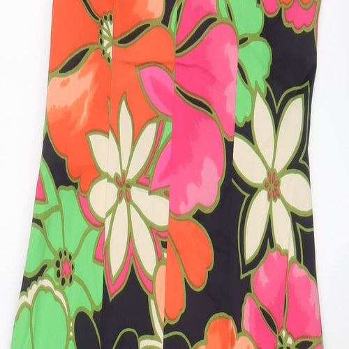 Karen Millen Womens Multicoloured Floral Acetate A-Line Size 10 V-Neck Zip