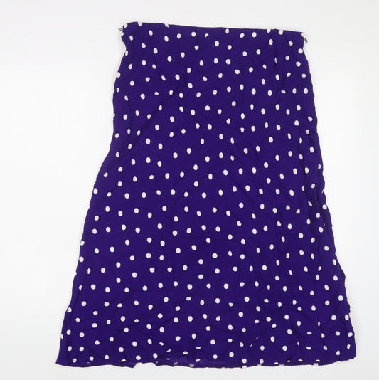 Marks and Spencer Womens Purple Polka Dot Viscose A-Line Skirt Size 16