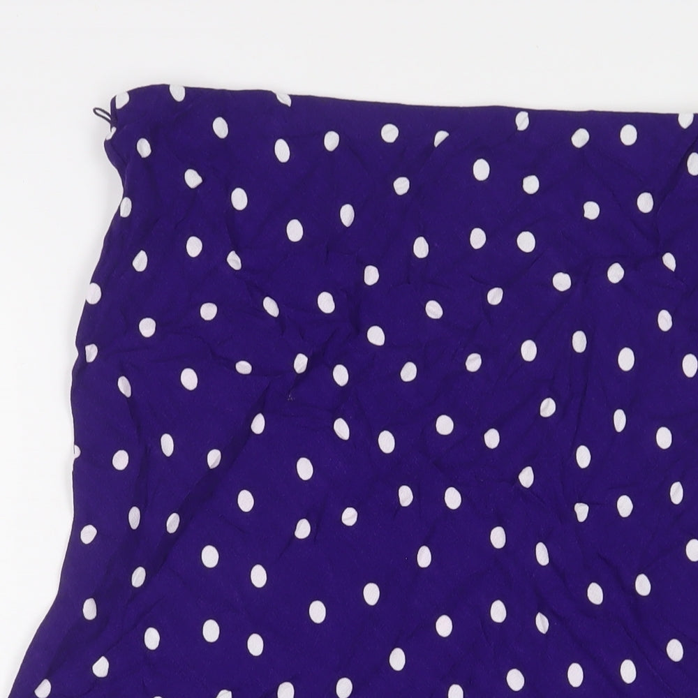 Marks and Spencer Womens Purple Polka Dot Viscose A-Line Skirt Size 16