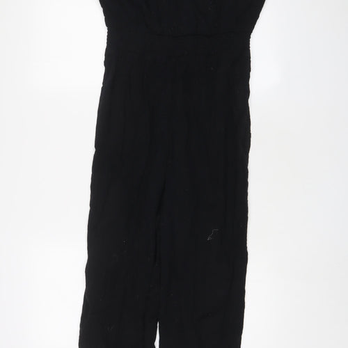 American Eagle Outfitters Womens Black Cotton Jumpsuit One-Piece Size M L28 in Button