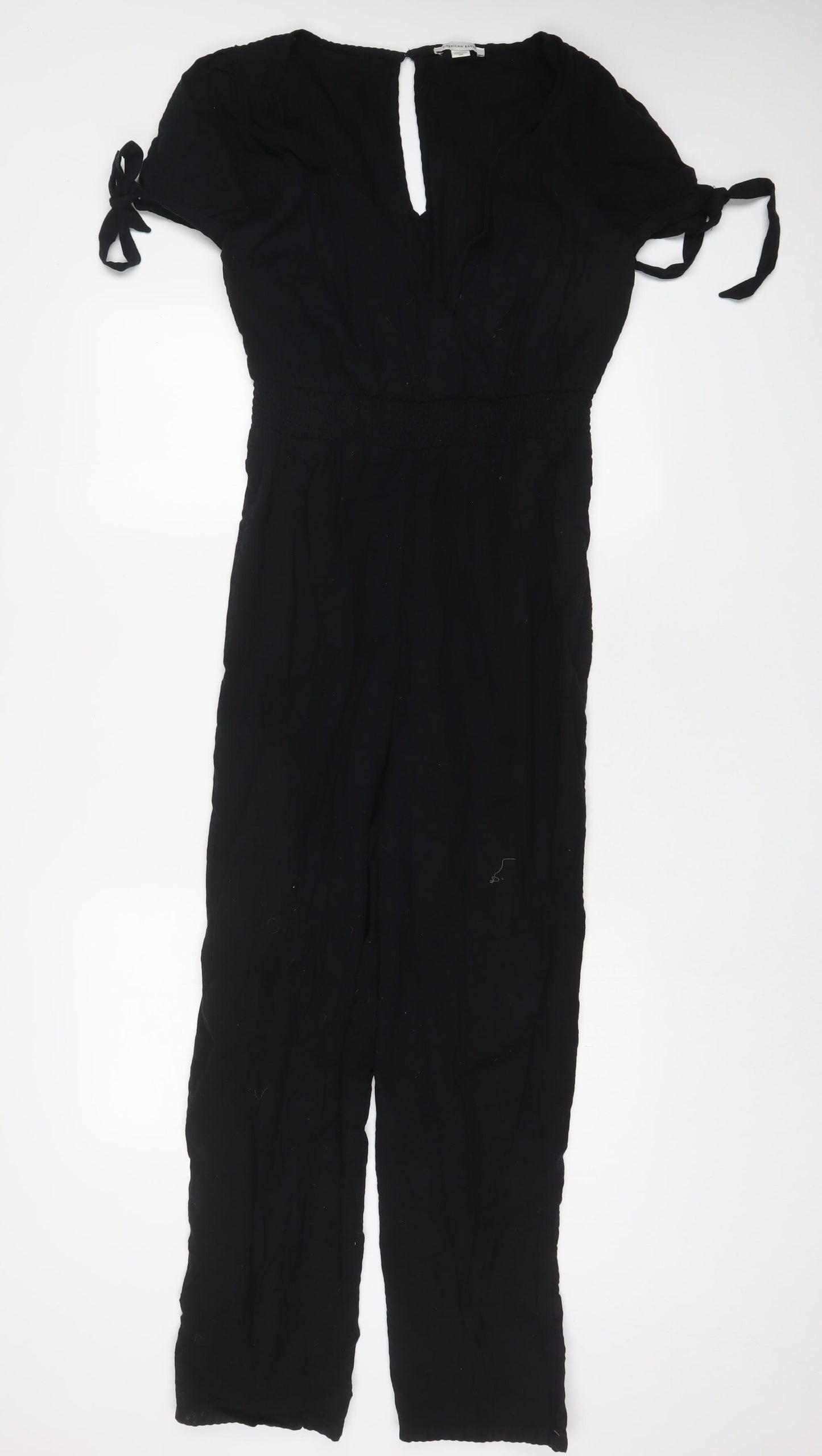 American Eagle Outfitters Womens Black Cotton Jumpsuit One-Piece Size M L28 in Button