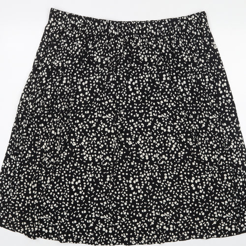 Marks and Spencer Womens Black Geometric Viscose A-Line Skirt Size 22