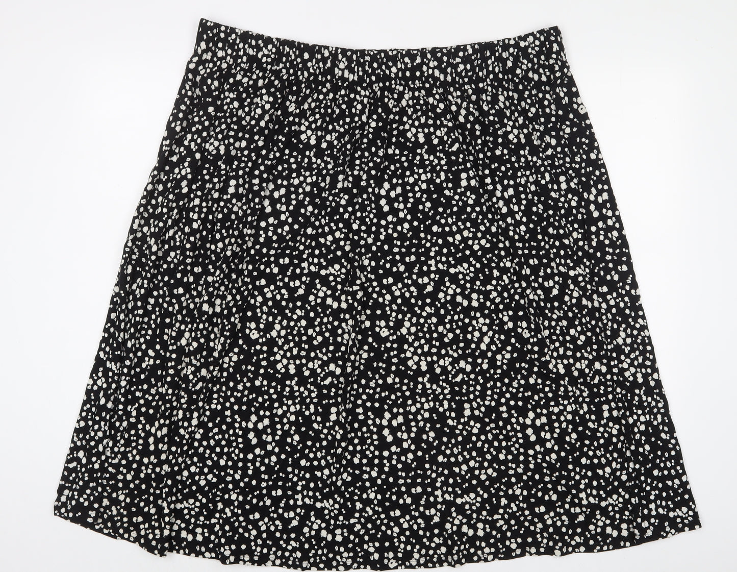 Marks and Spencer Womens Black Geometric Viscose A-Line Skirt Size 22