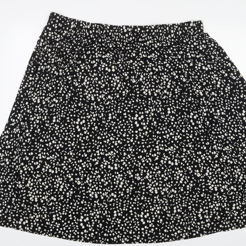 Marks and Spencer Womens Black Geometric Viscose A-Line Skirt Size 22