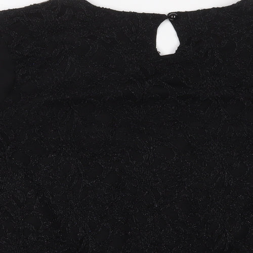 Quiz Womens Black Nylon Basic Blouse Size 16 Crew Neck