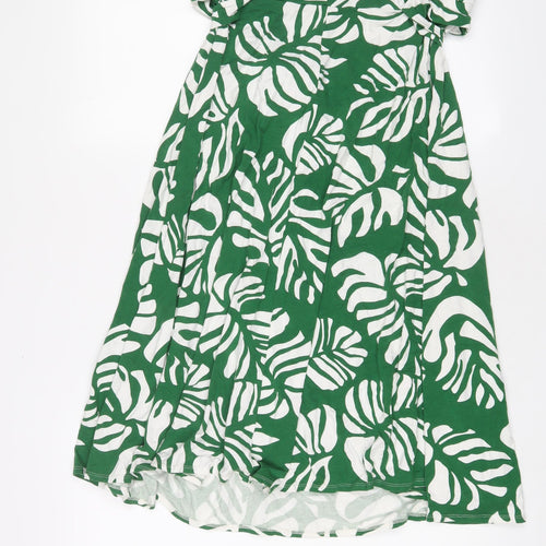 Julien Macdonald Womens Green Geometric Viscose A-Line Size 16 Off the Shoulder Pullover - Belted