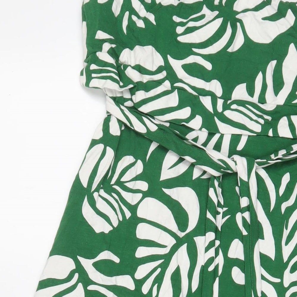 Julien Macdonald Womens Green Geometric Viscose A-Line Size 16 Off the Shoulder Pullover - Belted