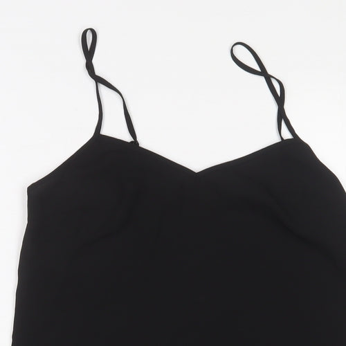 French Connection Womens Black Polyester Basic Tank Size 8 V-Neck