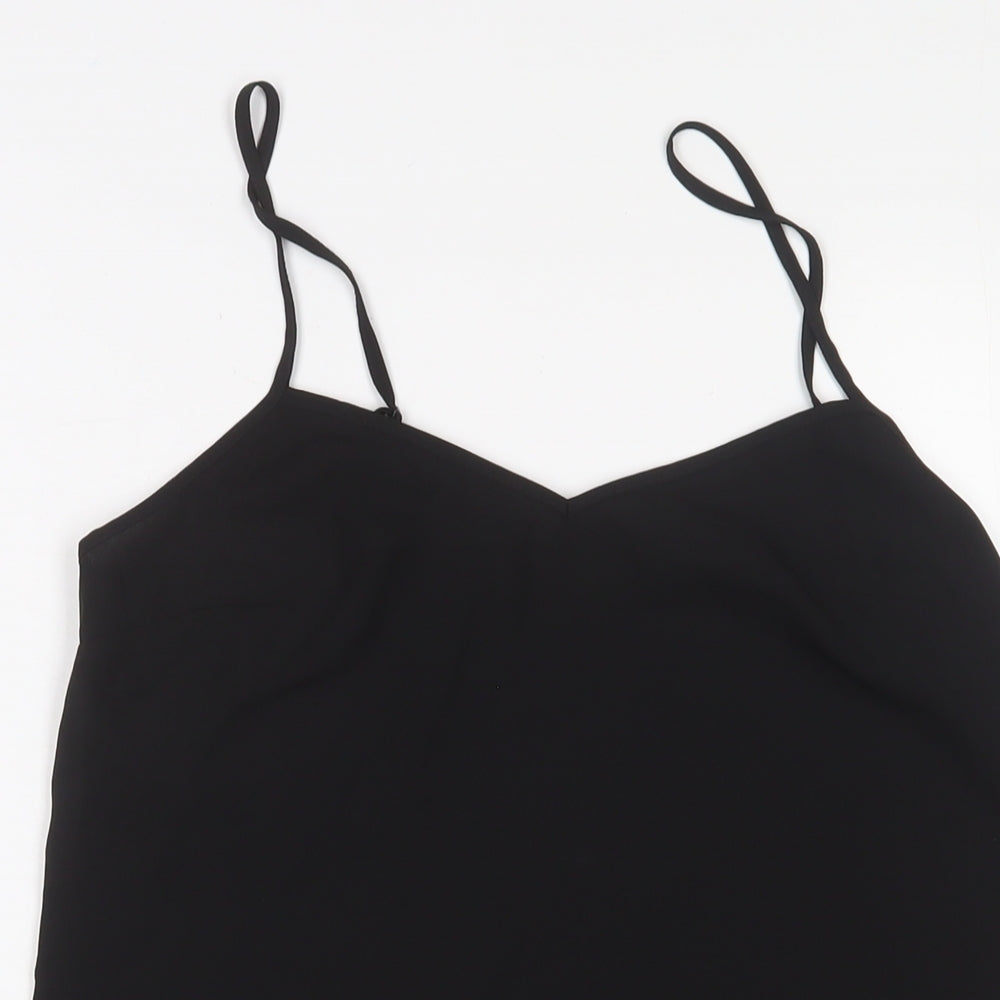 French Connection Womens Black Polyester Basic Tank Size 8 V-Neck