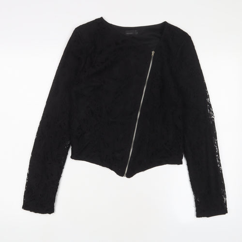 VERO MODA Womens Black Jacket Size 10 Zip