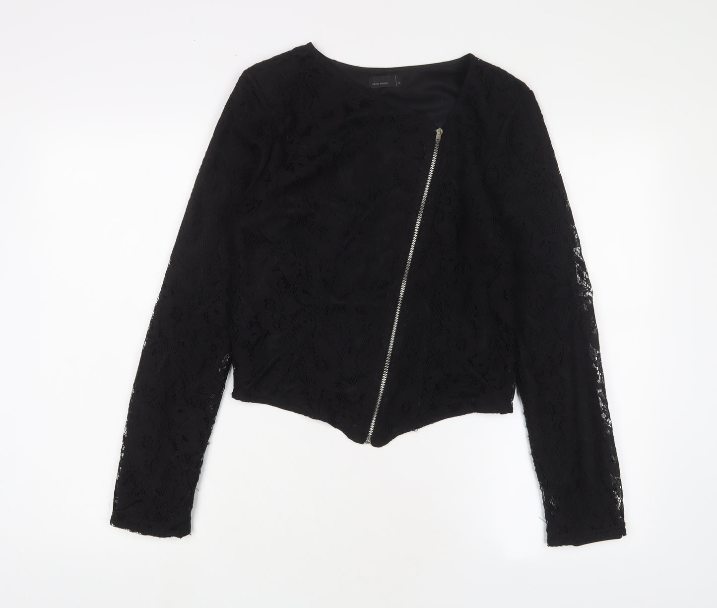 VERO MODA Womens Black Jacket Size 10 Zip
