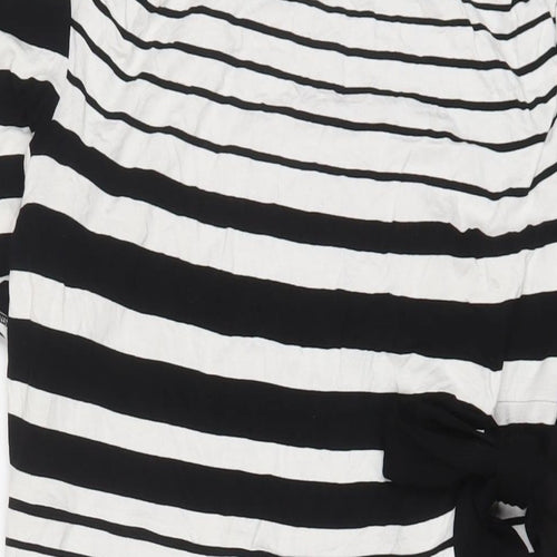 Per Una Womens White Striped Polyester Sheath Size 14 Boat Neck Pullover