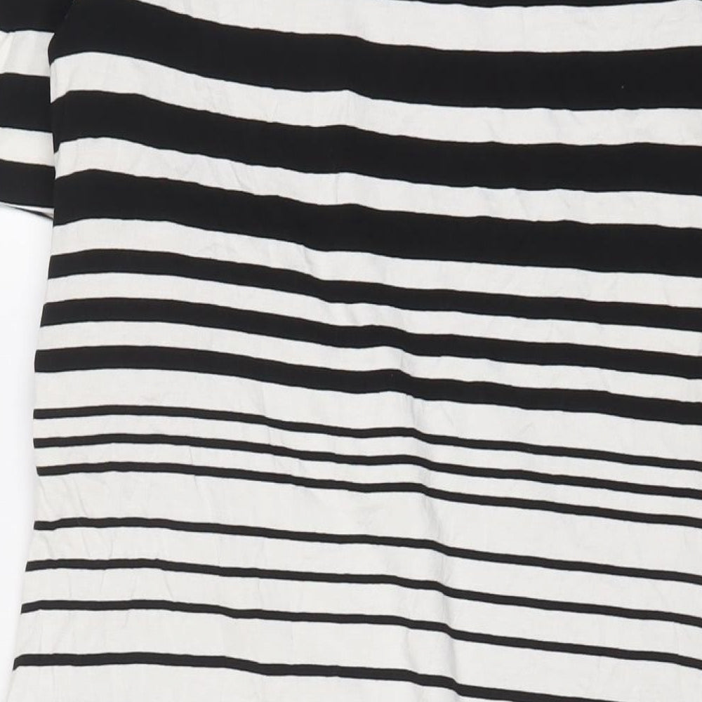 Per Una Womens White Striped Polyester Sheath Size 14 Boat Neck Pullover