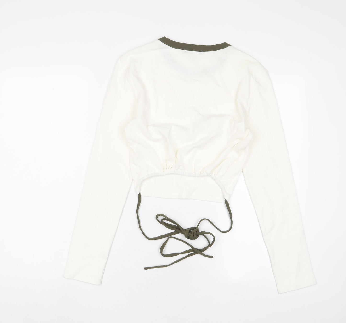 Urban Revivo Womens White Cotton Cropped T-Shirt Size 14 Crew Neck