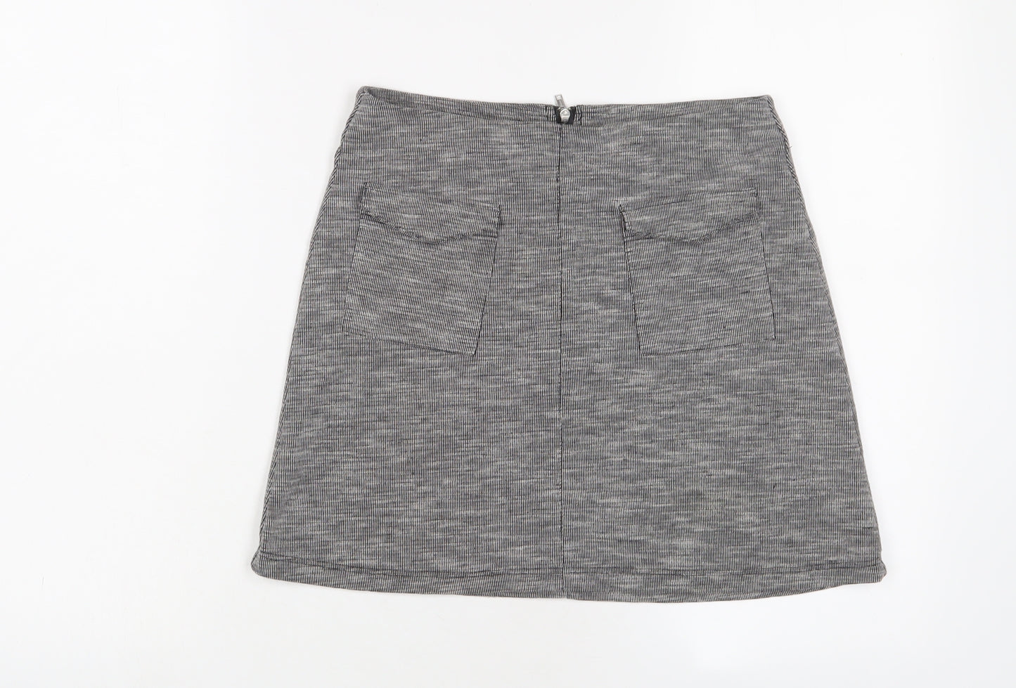 Miss Selfridge Womens Grey Polyester A-Line Skirt Size 10 Zip