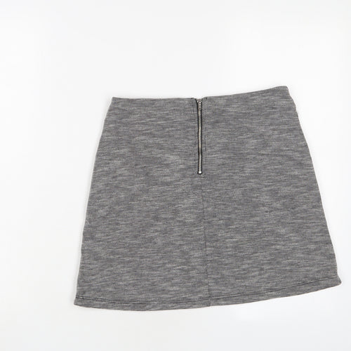 Miss Selfridge Womens Grey Polyester A-Line Skirt Size 10 Zip