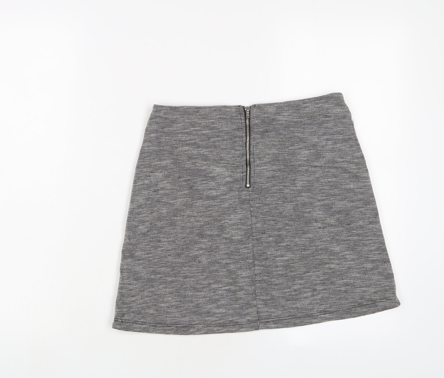 Miss Selfridge Womens Grey Polyester A-Line Skirt Size 10 Zip