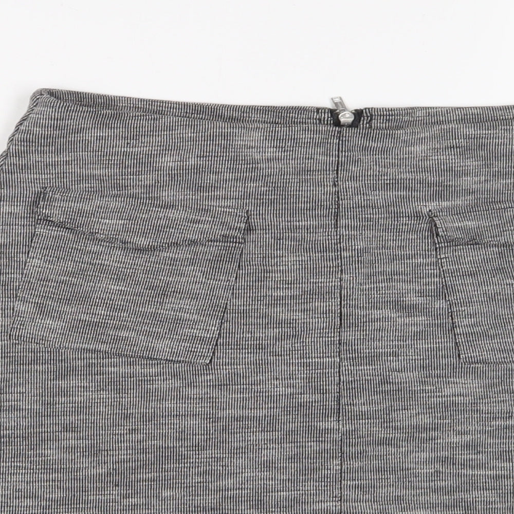 Miss Selfridge Womens Grey Polyester A-Line Skirt Size 10 Zip