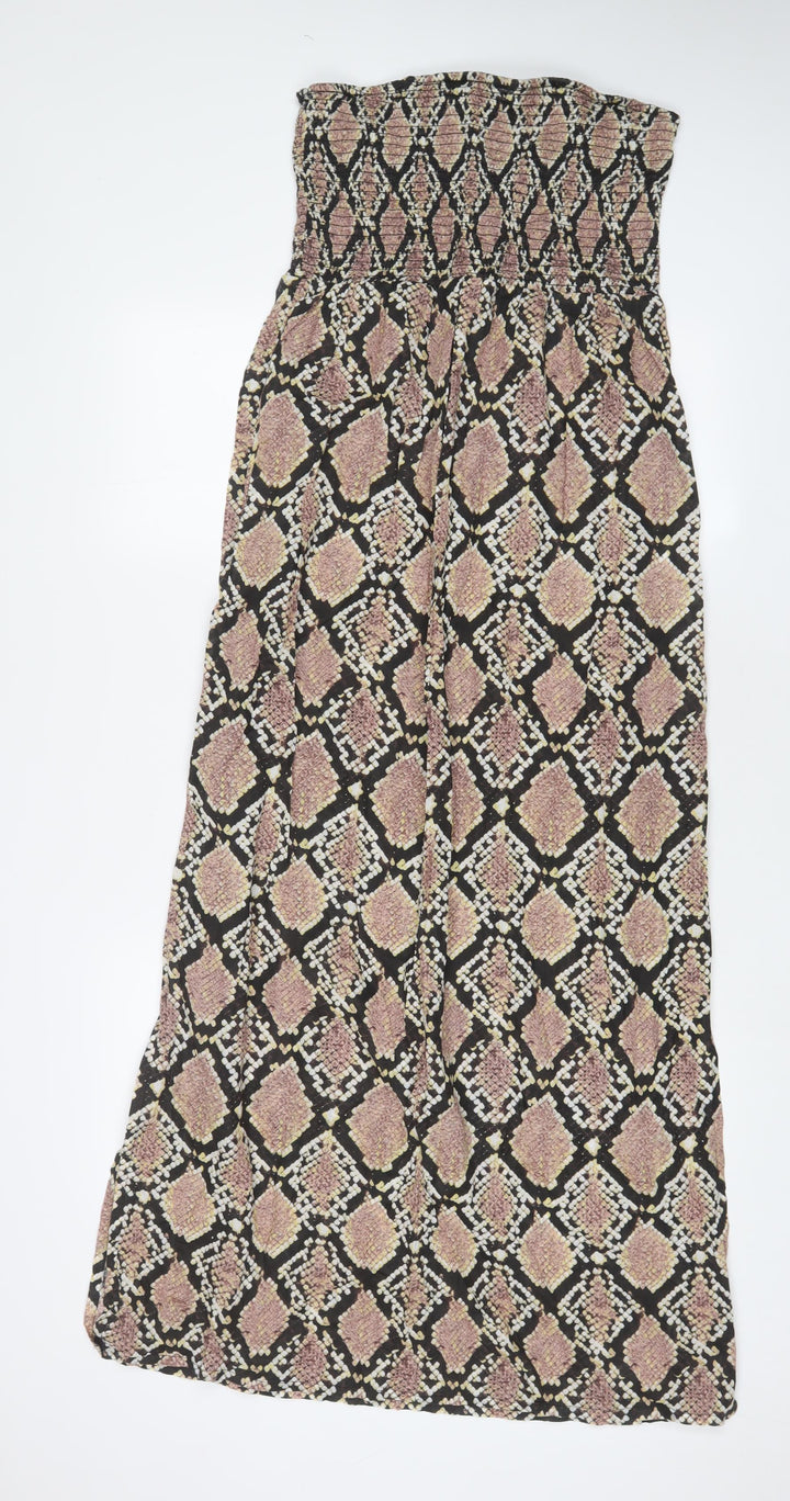 Dorothy Perkins Womens Brown Animal Print Polyester A-Line Size M Off the Shoulder Pullover