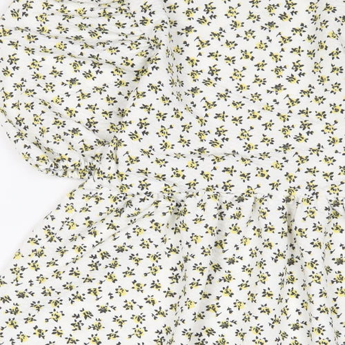 Topshop Womens White Floral Polyester A-Line Size 6 Crew Neck Pullover - Embroidered