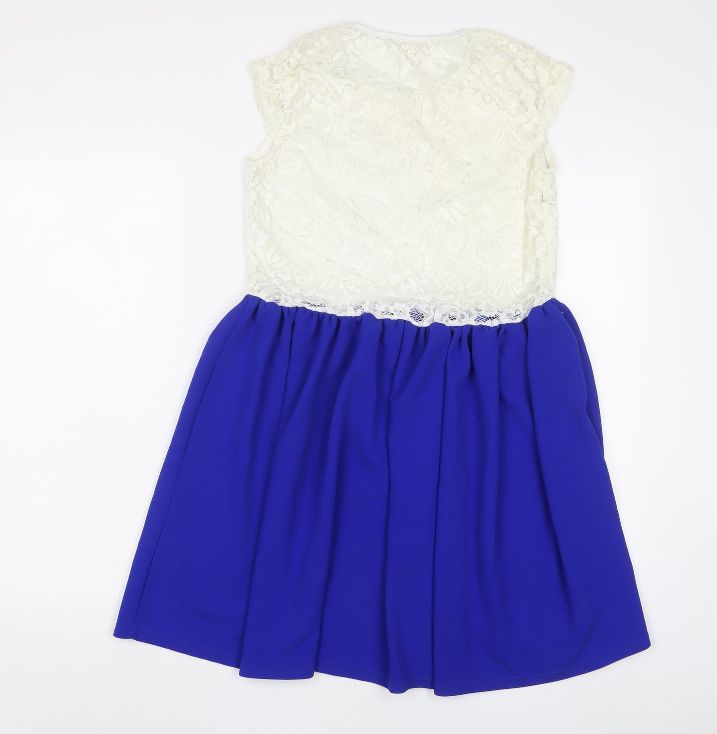 ELF'IN Womens Blue Polyester A-Line Size M Crew Neck Pullover