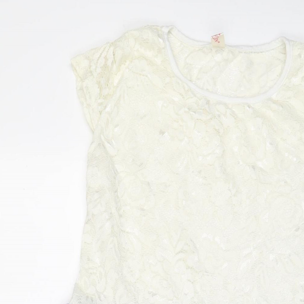 ELF'IN Womens Blue Polyester A-Line Size M Crew Neck Pullover