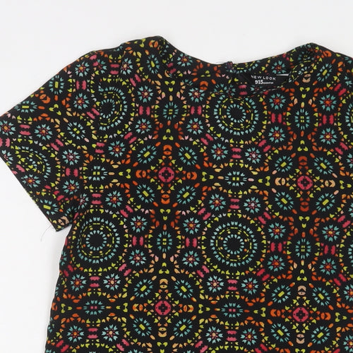 New Look Girls Multicoloured Geometric Polyester A-Line Size 10-11 Years Boat Neck Button