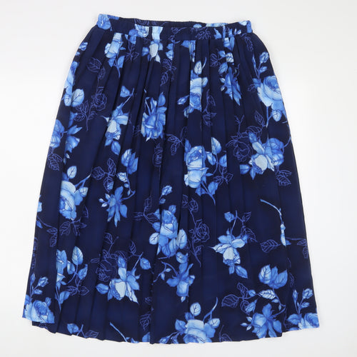 Roberto Celli Womens Blue Floral Polyester A-Line Skirt Size 16 - Pleated