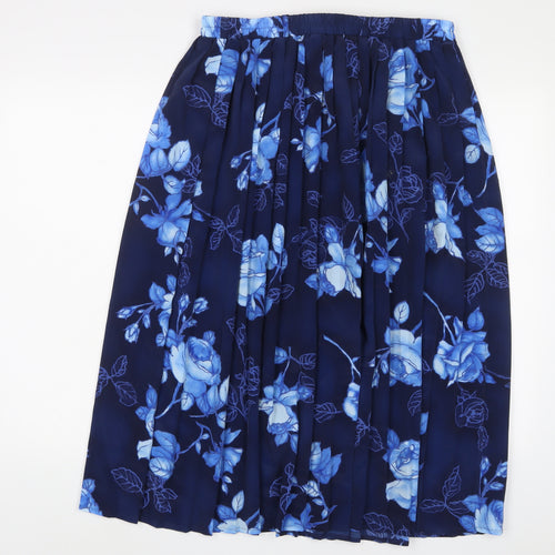 Roberto Celli Womens Blue Floral Polyester A-Line Skirt Size 16 - Pleated