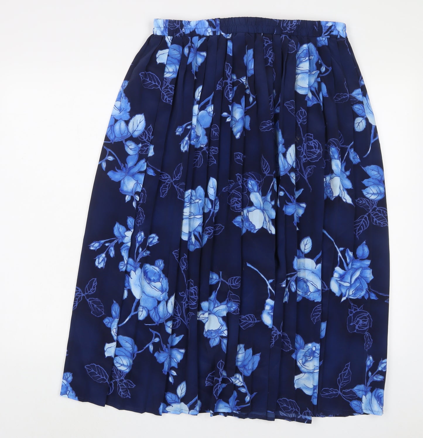 Roberto Celli Womens Blue Floral Polyester A-Line Skirt Size 16 - Pleated