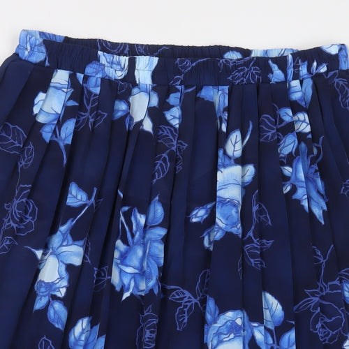 Roberto Celli Womens Blue Floral Polyester A-Line Skirt Size 16 - Pleated