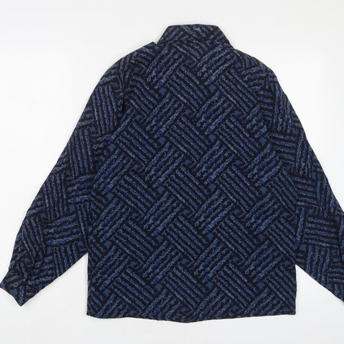 Gor-Ray Womens Blue Geometric Polyester Basic Button-Up Size 12 Collared
