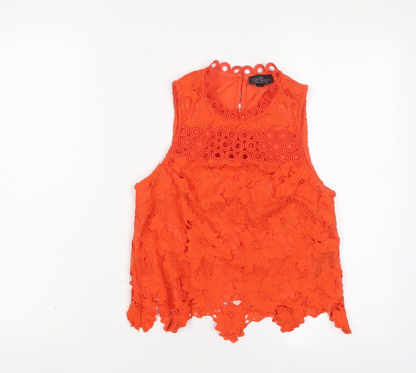 Topshop Womens Orange Polyester Basic Tank Size 6 Crew Neck