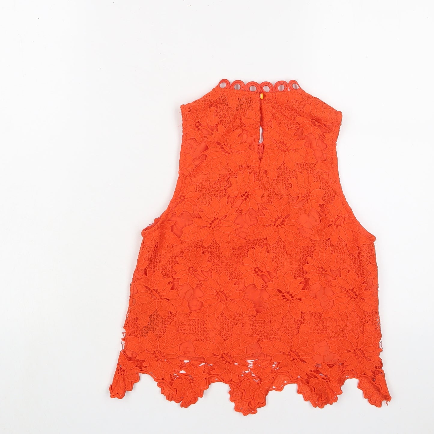 Topshop Womens Orange Polyester Basic Tank Size 6 Crew Neck