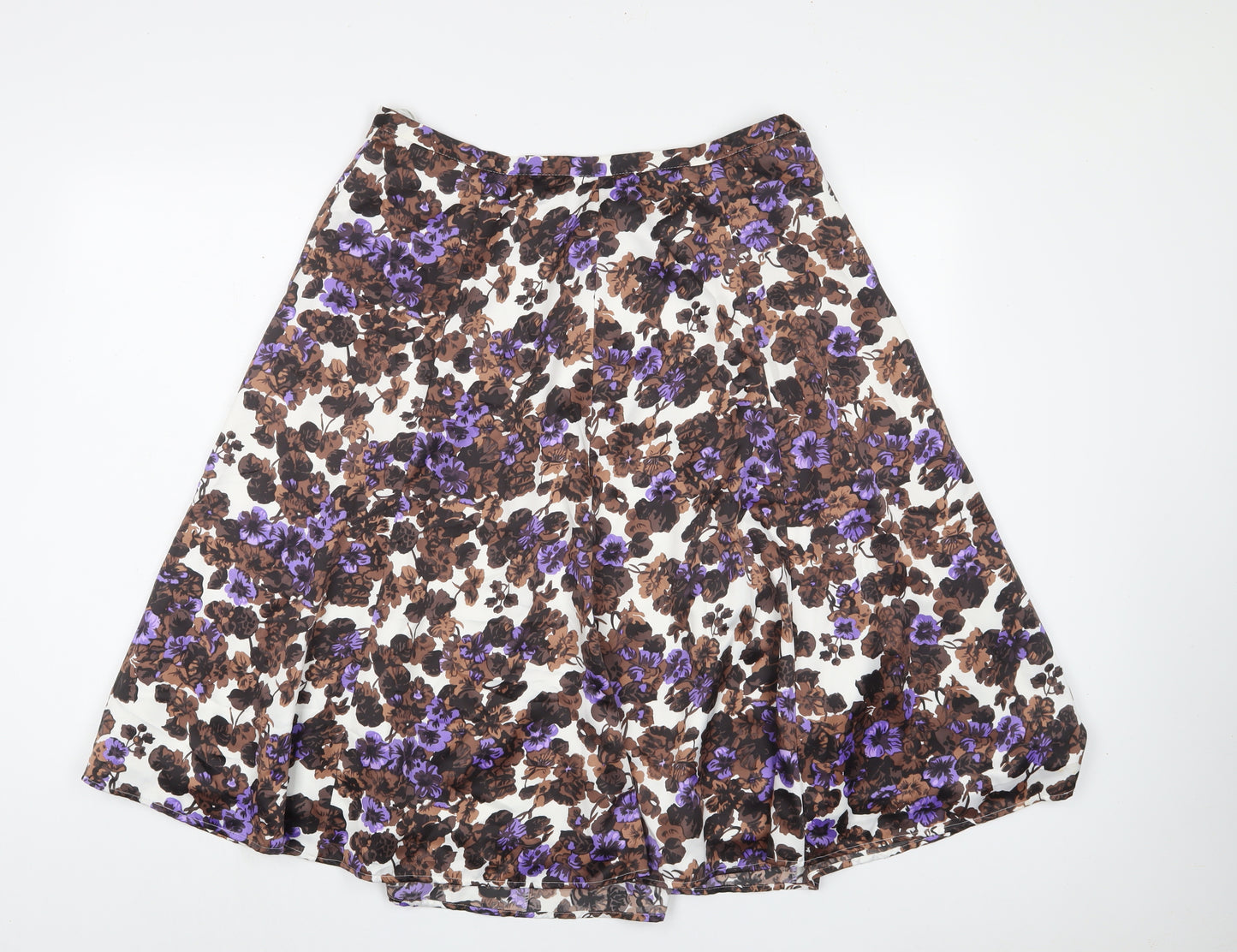 Clements Ribeiro Womens Purple Floral Polyester A-Line Skirt Size 14 Zip