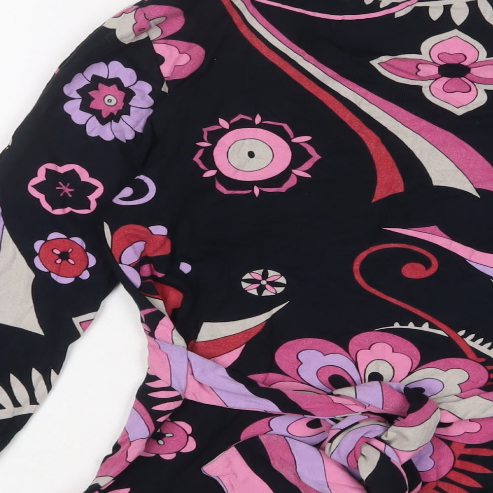 Ted Baker Womens Pink Geometric Viscose Basic T-Shirt Size M V-Neck