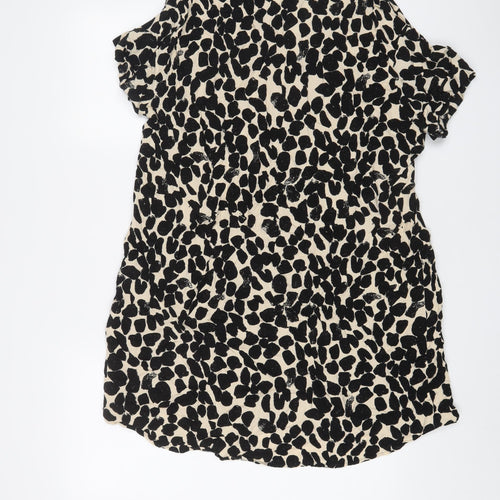 H&M Womens Black Geometric Viscose A-Line Size L V-Neck Pullover