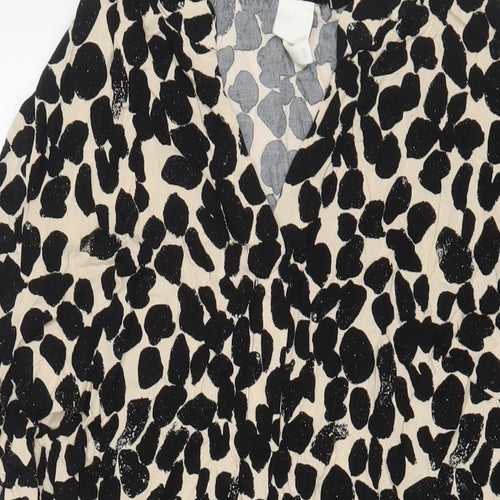 H&M Womens Black Geometric Viscose A-Line Size L V-Neck Pullover