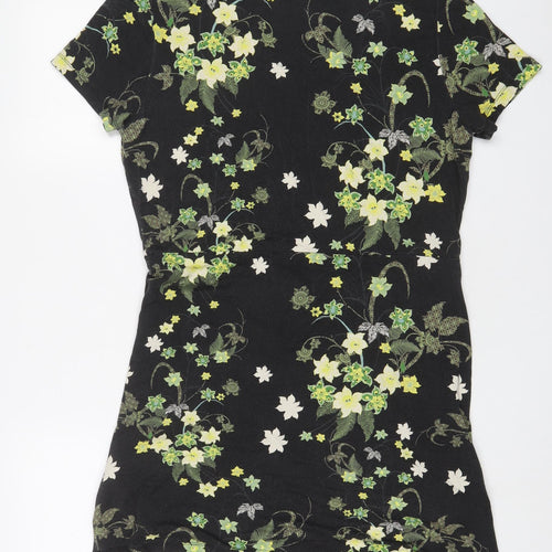 Joe Browns Womens Black Floral Viscose A-Line Size 16 V-Neck Pullover