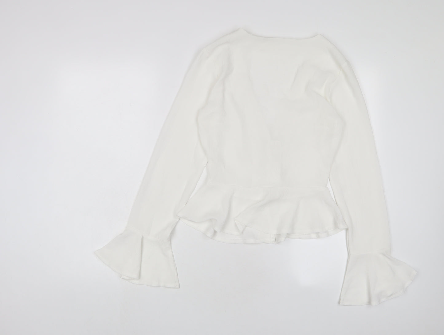 Missguided Womens White Polyester Basic Blouse Size 6 V-Neck