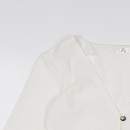 Missguided Womens White Polyester Basic Blouse Size 6 V-Neck
